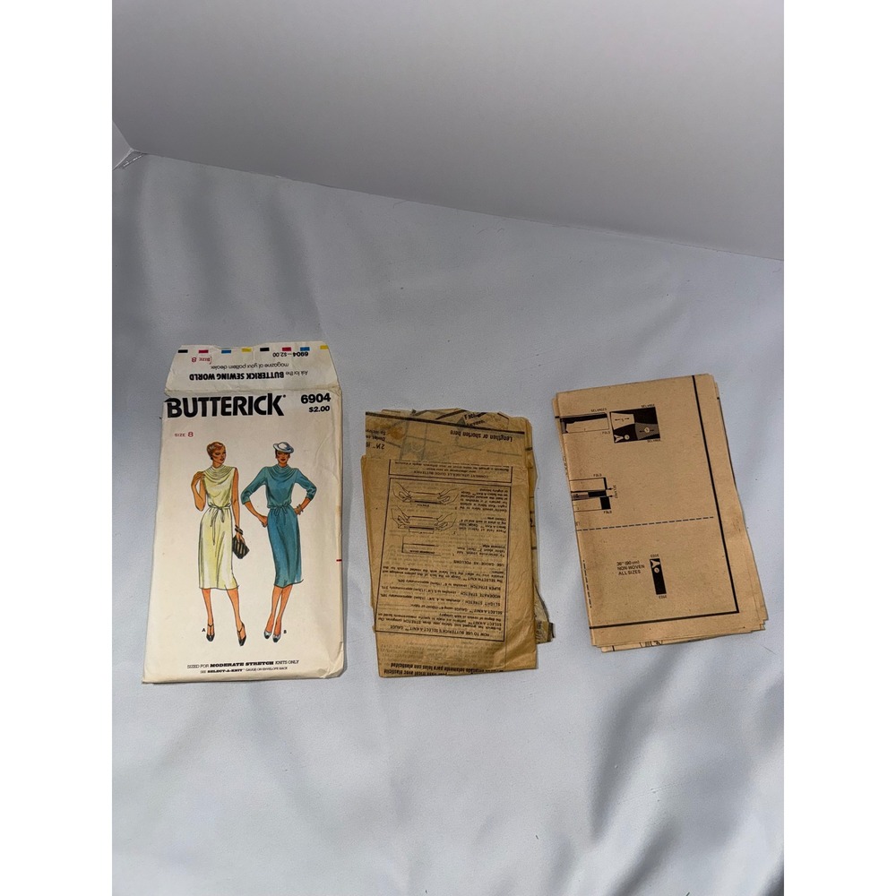 Vintage Butterick 6904 Sewing Pattern Misses Dress Cowl Neck Size 8 1970s Retro - Picture 3 of 3